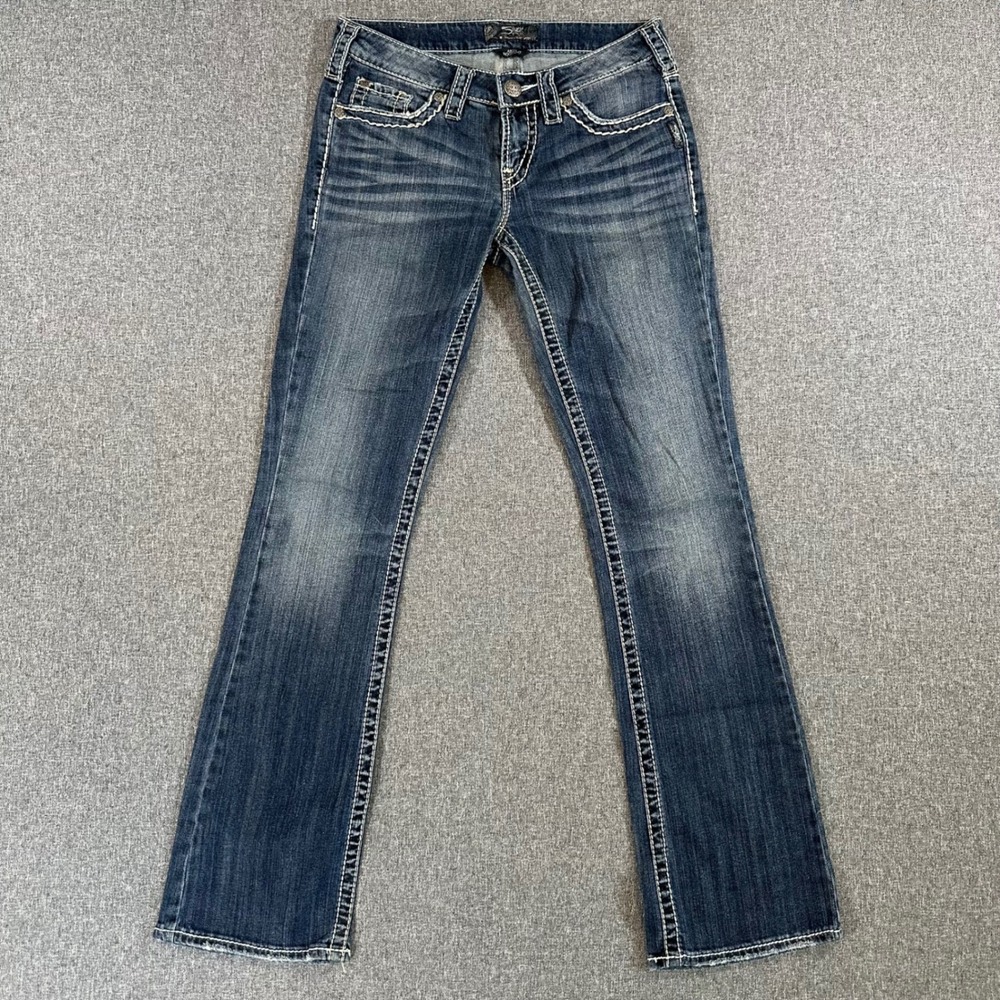 Silver Jeans Co. Jeans Womens 27 Aiko Bootcut Blue Contrast Stitch L9538SDA224